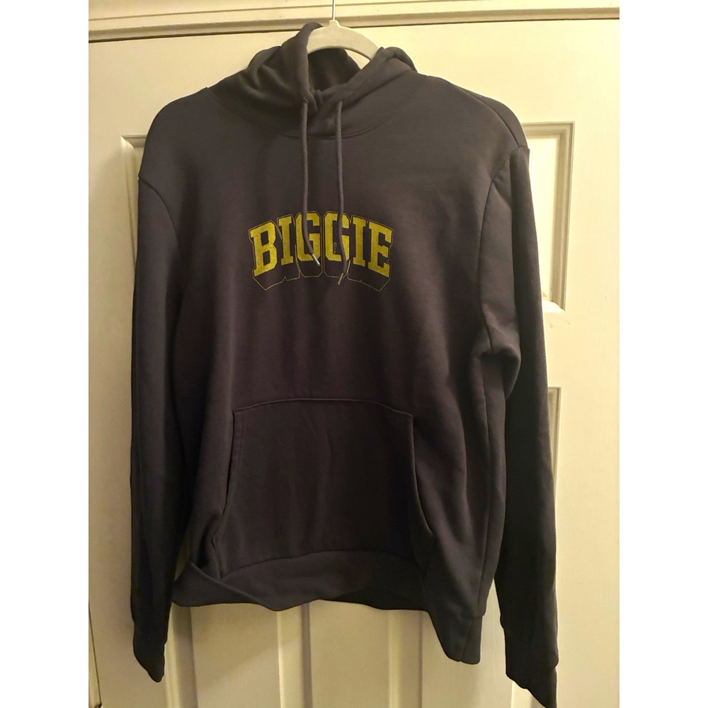 Old Navy Mens Black Pullover Hoodie Biggie Graphic Print Pockets Size M